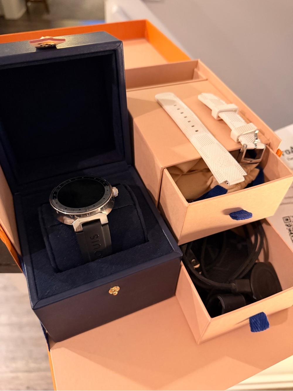 Louis Vuitton Navy Blue and White Men's Watch with Interchangeable Straps
